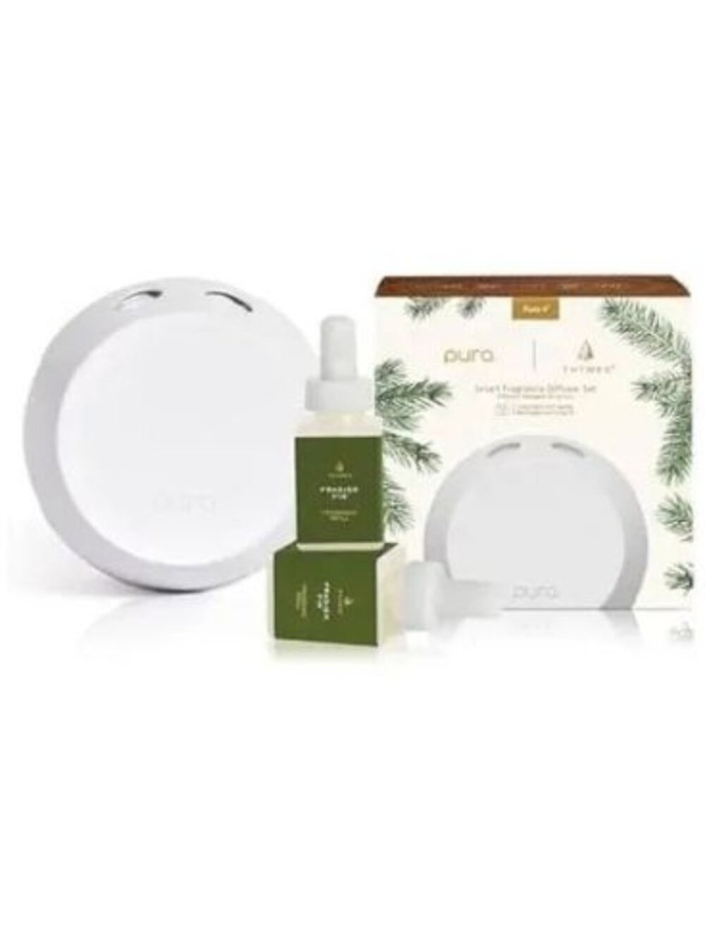 NIB PURA THYMES Pura 4 Smart Fragrance Diffuser Plug in Kit 2 REFILLS FRASER FIR